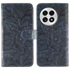 For OnePlus 13 Lace Flower Embossing Flip Leather Phone Case(Dark Blue) - 1