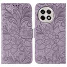 For OnePlus Ace 5 Pro / Ace 5 Lace Flower Embossing Flip Leather Phone Case(Purple) - 1
