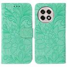 For OnePlus Ace 5 Pro / Ace 5 Lace Flower Embossing Flip Leather Phone Case(Green) - 1