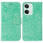 For OnePlus Nord 3 5G / Ace 2V Lace Flower Embossing Flip Leather Phone Case(Green) - 1