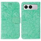 For OnePlus Nord 4 Lace Flower Embossing Flip Leather Phone Case(Green) - 1