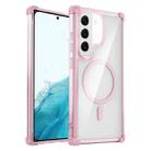 For Samsung Galaxy S22 5G Transparent MagSafe Magnetic Phone Case(Pink) - 1