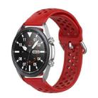 For Galaxy Watch 3 41mm R850 Silicone Solid Color Watch Band, Size: Free Size 20mm(Red) - 1