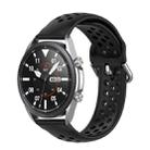 For Galaxy Watch 3 41mm R850 Silicone Solid Color Watch Band, Size: Free Size 20mm(Black) - 1