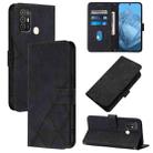 For ZTE Blade A52 Crossbody 3D Embossed Flip Leather Phone Case(Black) - 1