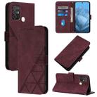 For ZTE Blade A52 Crossbody 3D Embossed Flip Leather Phone Case(Wine Red) - 1