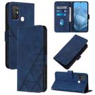 For ZTE Blade A52 Crossbody 3D Embossed Flip Leather Phone Case(Blue) - 1