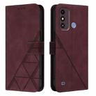 For ZTE Blade A53 Crossbody 3D Embossed Flip Leather Phone Case(Wine Red) - 2