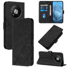 For ZTE Blade A73 5G Crossbody 3D Embossed Flip Leather Phone Case(Black) - 1