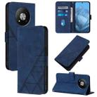 For ZTE Blade A73 5G Crossbody 3D Embossed Flip Leather Phone Case(Blue) - 1