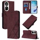 For ZTE Blade V40s Crossbody 3D Embossed Flip Leather Phone Case(Wine Red) - 1