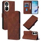 For ZTE Blade V40s Crossbody 3D Embossed Flip Leather Phone Case(Brown) - 1