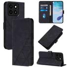 For ZTE Blade A35 / A55 Crossbody 3D Embossed Flip Leather Phone Case(Black) - 1