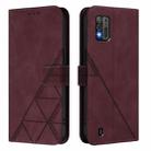 For ZTE Blade A52 Lite Crossbody 3D Embossed Flip Leather Phone Case(Wine Red) - 2