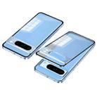 For Google Pixel 8 Pro Snap Buckle Metal Frame Frosted Phone Case(Blue) - 1