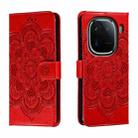 For vivo iQOO 12 Sun Mandala Embossing Pattern Phone Leather Case(Red) - 1