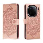 For vivo iQOO 12 Sun Mandala Embossing Pattern Phone Leather Case(Rose Gold) - 1