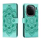 For vivo iQOO 12 Sun Mandala Embossing Pattern Phone Leather Case(Green) - 1