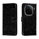 For vivo iQOO 12 Pro Sun Mandala Embossing Pattern Phone Leather Case(Black) - 1