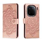 For vivo iQOO 12 Pro Sun Mandala Embossing Pattern Phone Leather Case(Rose Gold) - 1