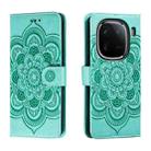 For vivo iQOO 12 Pro Sun Mandala Embossing Pattern Phone Leather Case(Green) - 1