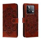 For vivo iQOO Neo8 Sun Mandala Embossing Pattern Phone Leather Case(Brown) - 1