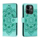 For vivo iQOO Z9X Sun Mandala Embossing Pattern Phone Leather Case(Green) - 1