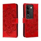 For vivo S17 Sun Mandala Embossing Pattern Phone Leather Case(Red) - 1