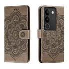 For vivo S17 Sun Mandala Embossing Pattern Phone Leather Case(Grey) - 1