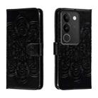 For vivo S17 Sun Mandala Embossing Pattern Phone Leather Case(Black) - 1