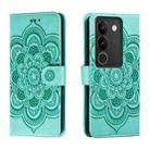 For vivo S17 Sun Mandala Embossing Pattern Phone Leather Case(Green) - 1