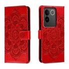 For vivo S17e Sun Mandala Embossing Pattern Phone Leather Case(Red) - 1