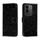 For vivo S17e Sun Mandala Embossing Pattern Phone Leather Case(Black) - 1
