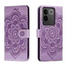 For vivo S17e Sun Mandala Embossing Pattern Phone Leather Case(Purple) - 1