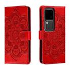 For vivo S18 Sun Mandala Embossing Pattern Phone Leather Case(Red) - 1