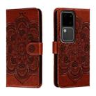 For vivo S18 Sun Mandala Embossing Pattern Phone Leather Case(Brown) - 1