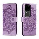 For vivo S18 Sun Mandala Embossing Pattern Phone Leather Case(Purple) - 1