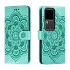 For vivo S18 Sun Mandala Embossing Pattern Phone Leather Case(Green) - 1