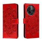 For vivo S18e Sun Mandala Embossing Pattern Phone Leather Case(Red) - 1