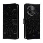 For vivo S18e Sun Mandala Embossing Pattern Phone Leather Case(Black) - 1