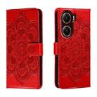 For vivo V29e Sun Mandala Embossing Pattern Phone Leather Case(Red) - 1