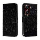 For vivo V29e Sun Mandala Embossing Pattern Phone Leather Case(Black) - 1