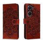 For vivo V29e Sun Mandala Embossing Pattern Phone Leather Case(Brown) - 1