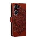 For vivo V29e Sun Mandala Embossing Pattern Phone Leather Case(Brown) - 3