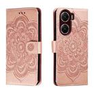 For vivo V29e Sun Mandala Embossing Pattern Phone Leather Case(Rose Gold) - 1