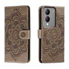 For vivo Y17S Sun Mandala Embossing Pattern Phone Leather Case(Grey) - 1