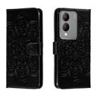 For vivo Y17S Sun Mandala Embossing Pattern Phone Leather Case(Black) - 1