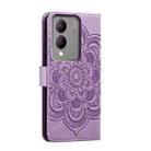 For vivo Y17S Sun Mandala Embossing Pattern Phone Leather Case(Purple) - 3