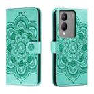 For vivo Y17S Sun Mandala Embossing Pattern Phone Leather Case(Green) - 1