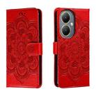 For vivo Y35M+ Sun Mandala Embossing Pattern Phone Leather Case(Red) - 1